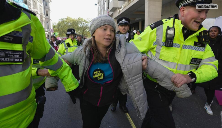 Greta Thunberg And Protesters Detained For Fossil Fuel Industry Demonstration.